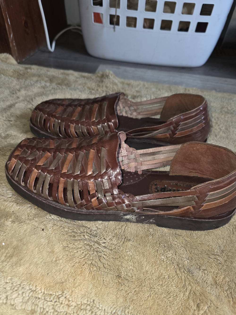 Sunsteps Brown Woven Leather Men’s Slip-On Shoes